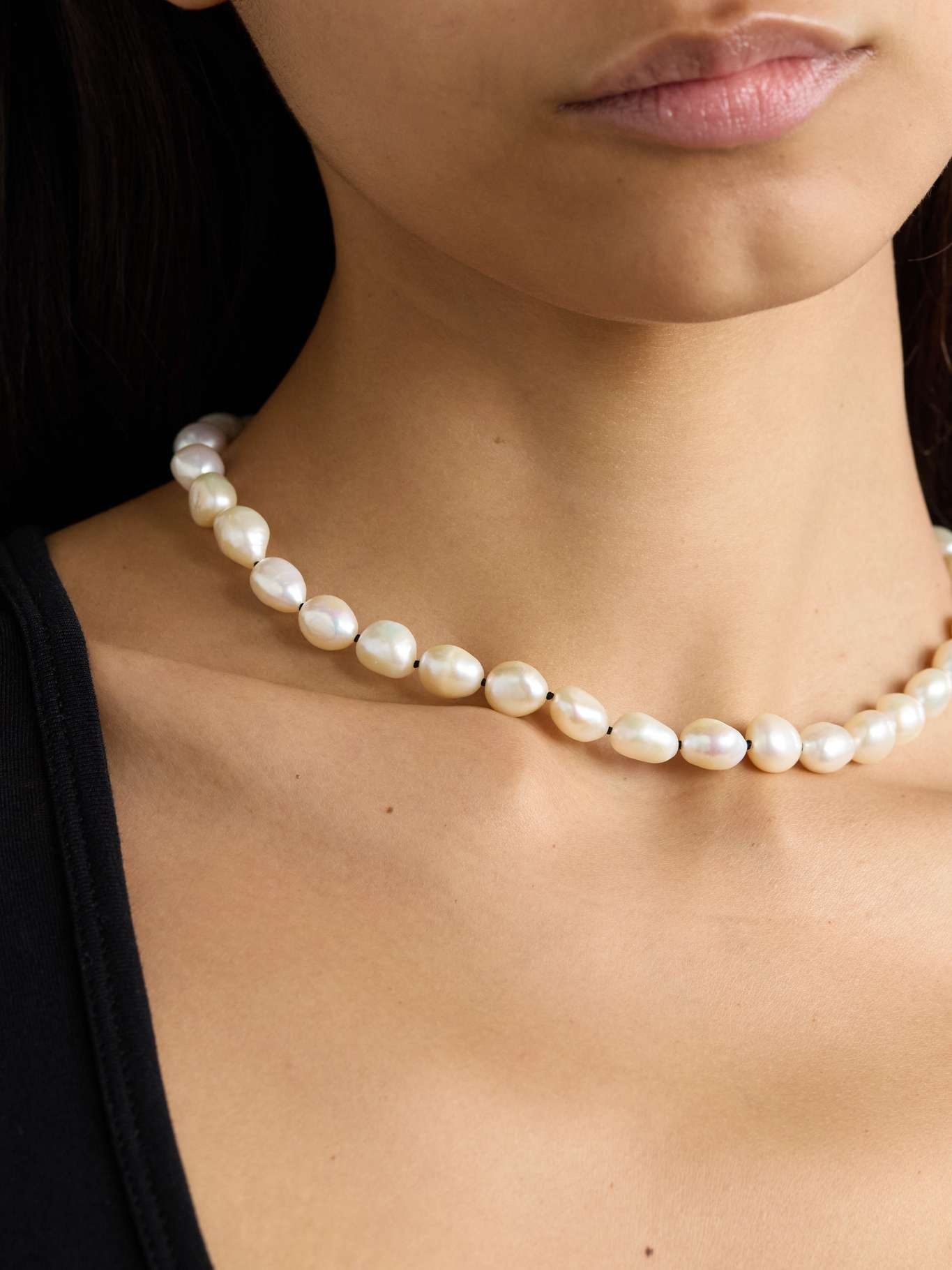 Silver pearl necklace White - 2