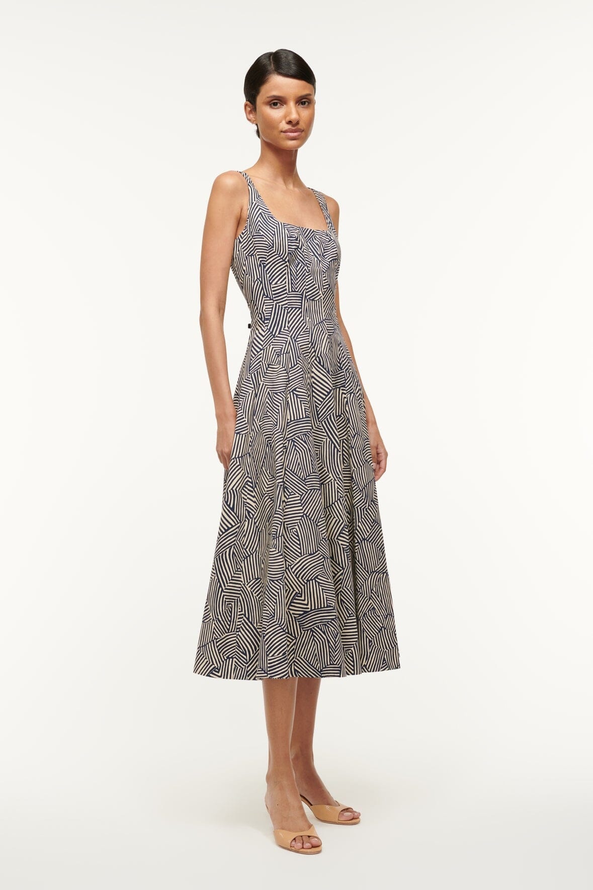 STAUD WELLS DRESS NAVY MOSAIC - 4