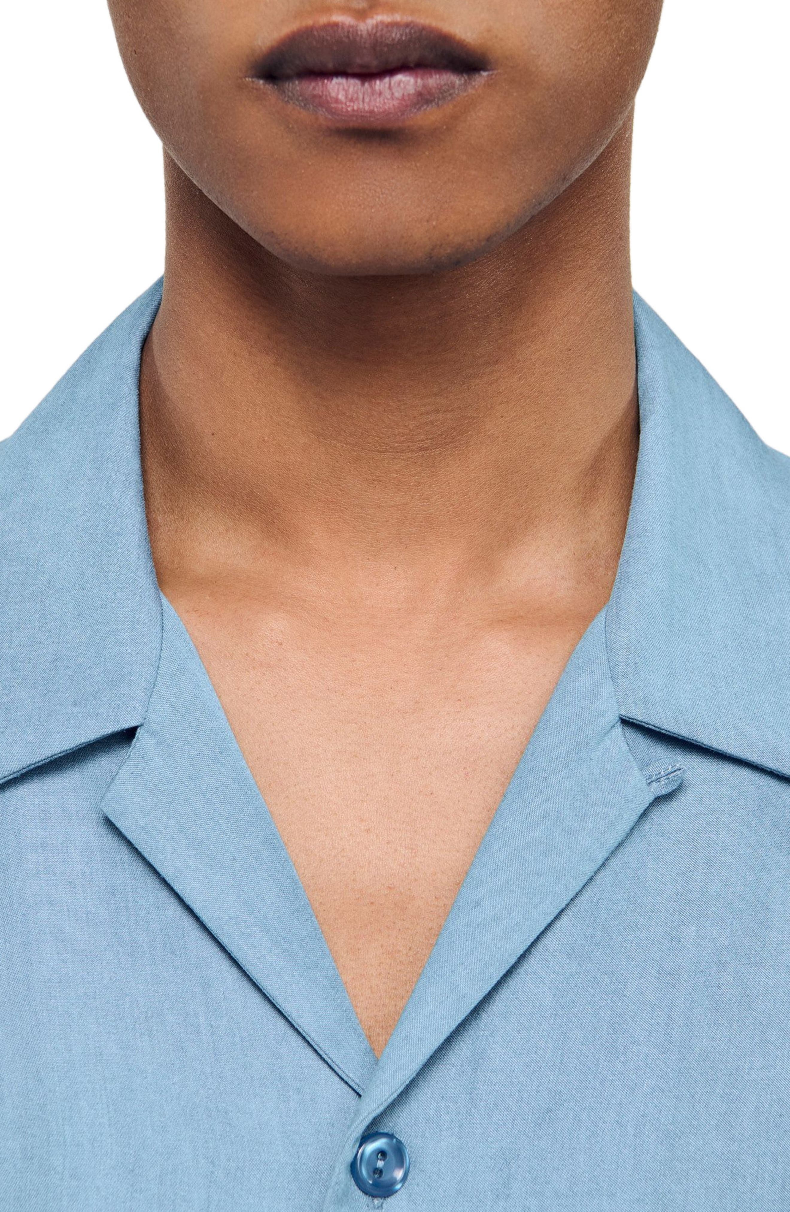 SANDRO Short-sleeved shirt in Chambray at Nordstrom - 4