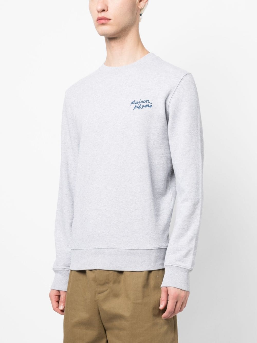 logo-embroidered mélange-effect sweatshirt - 3