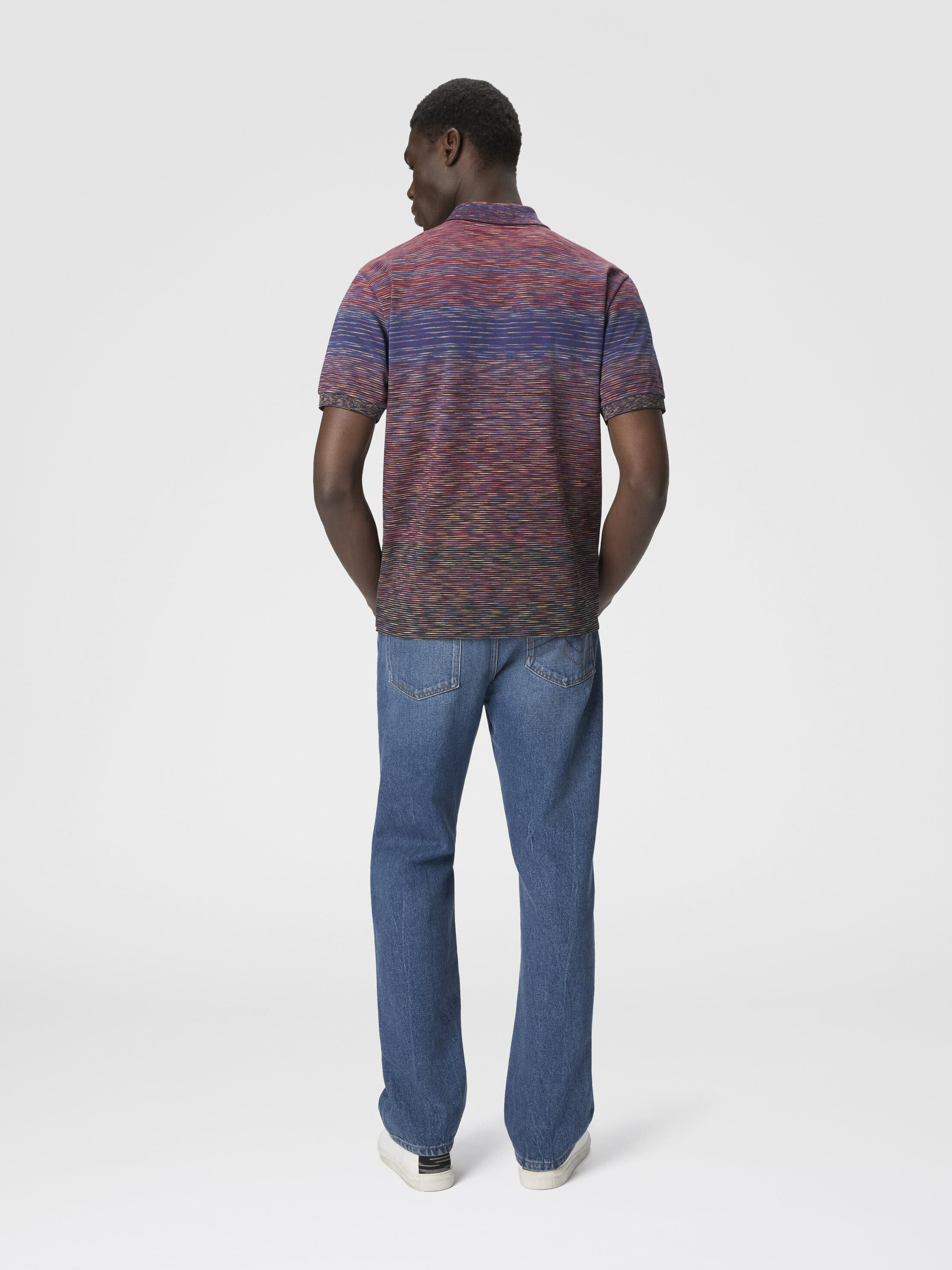Missoni Short Sleeve Polo With Flame Knit in Burgundy & Blue at Nordstrom - 3