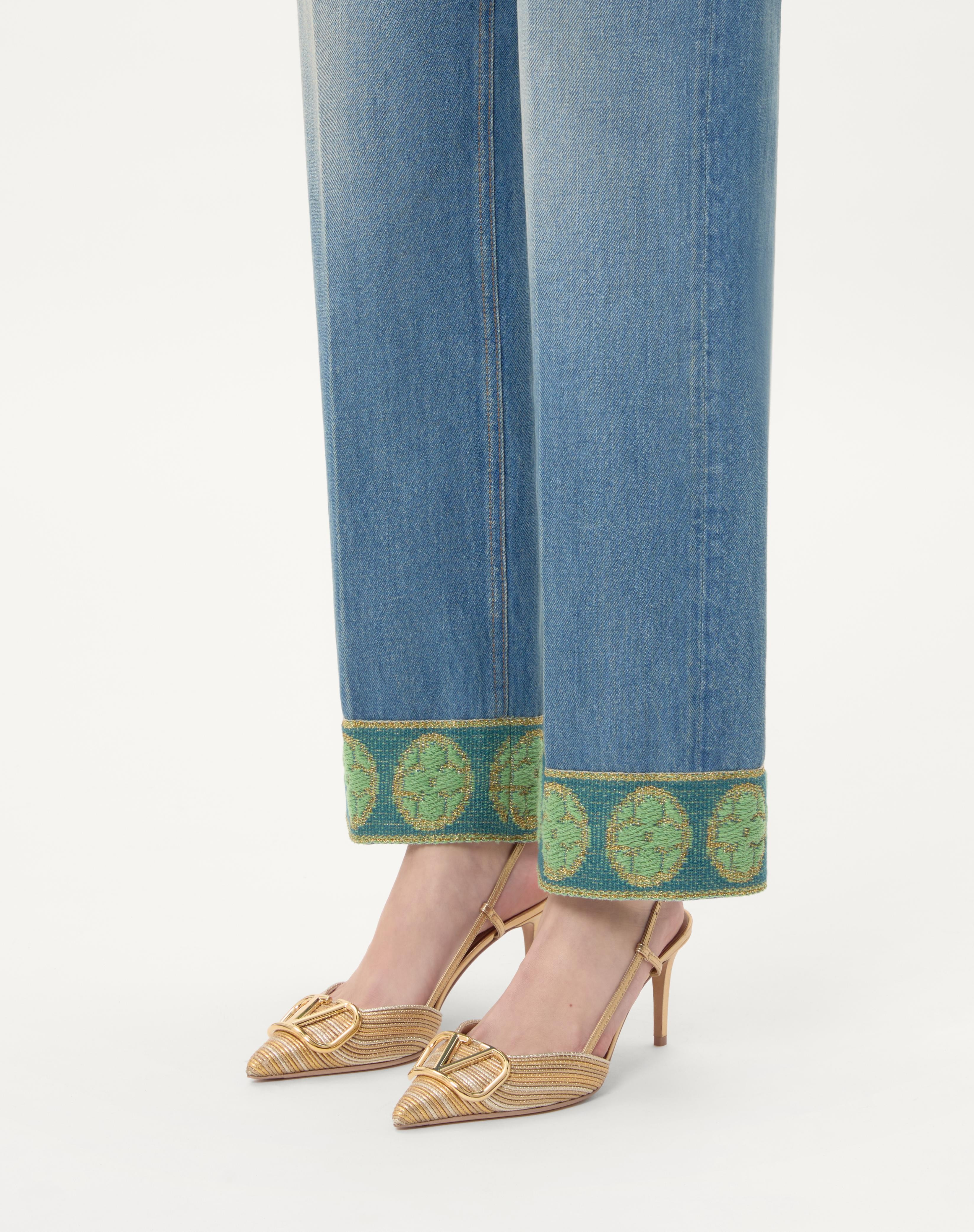 VLOGO SIGNATURE METALLIC SLINGBACK PUMPS WITH CORNELY EMBROIDERY 80MM - 2