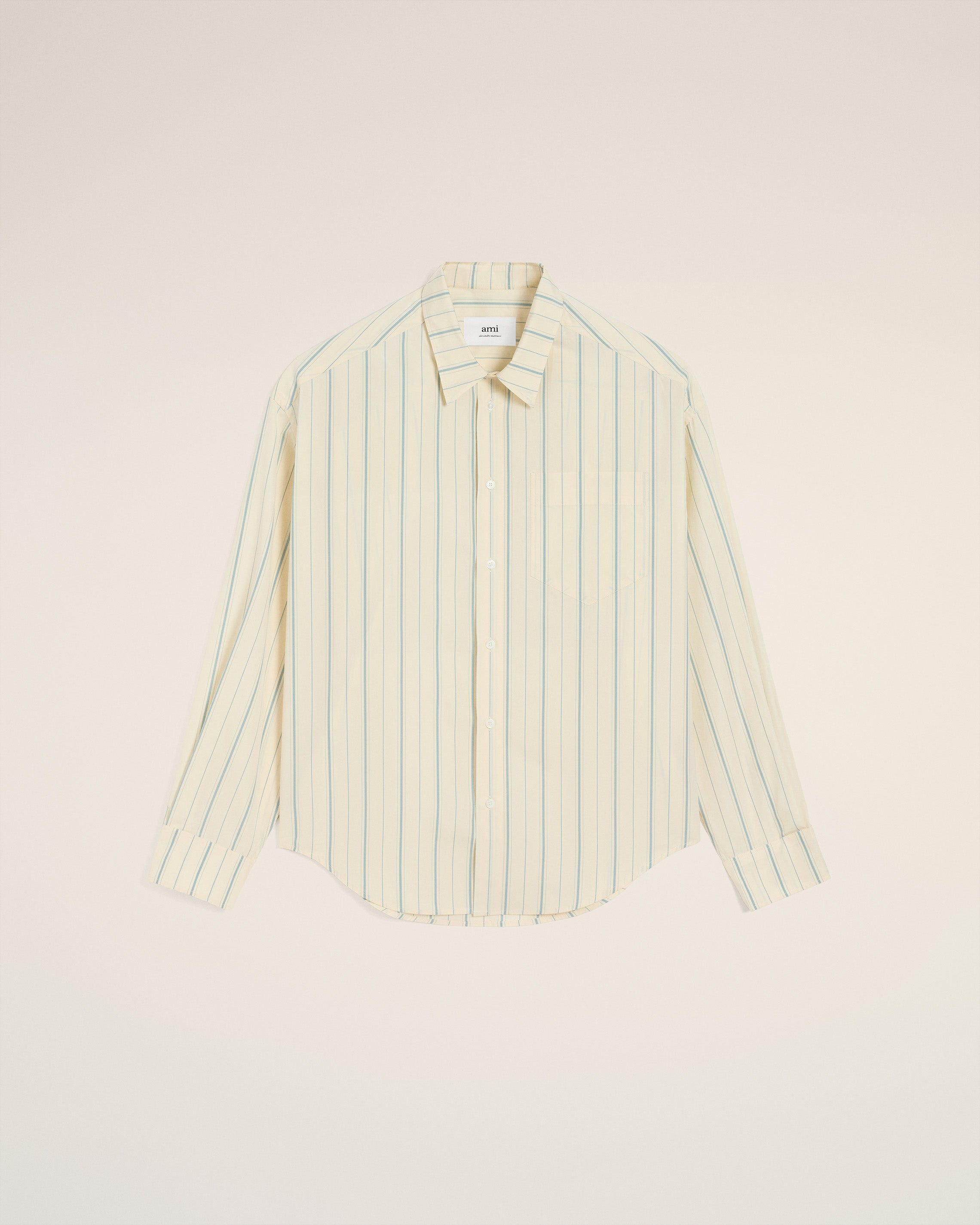 BEIGE COTTON  BOXY FIT STRIPED SHIRT - 2