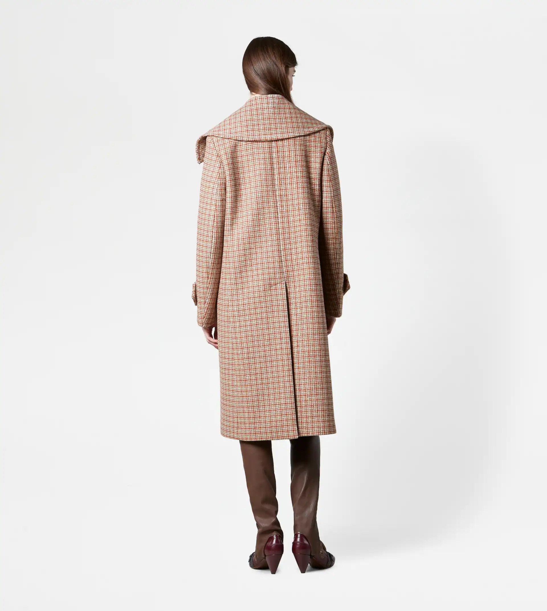 WOOL COAT - BROWN, LIGHT BLUE - 3