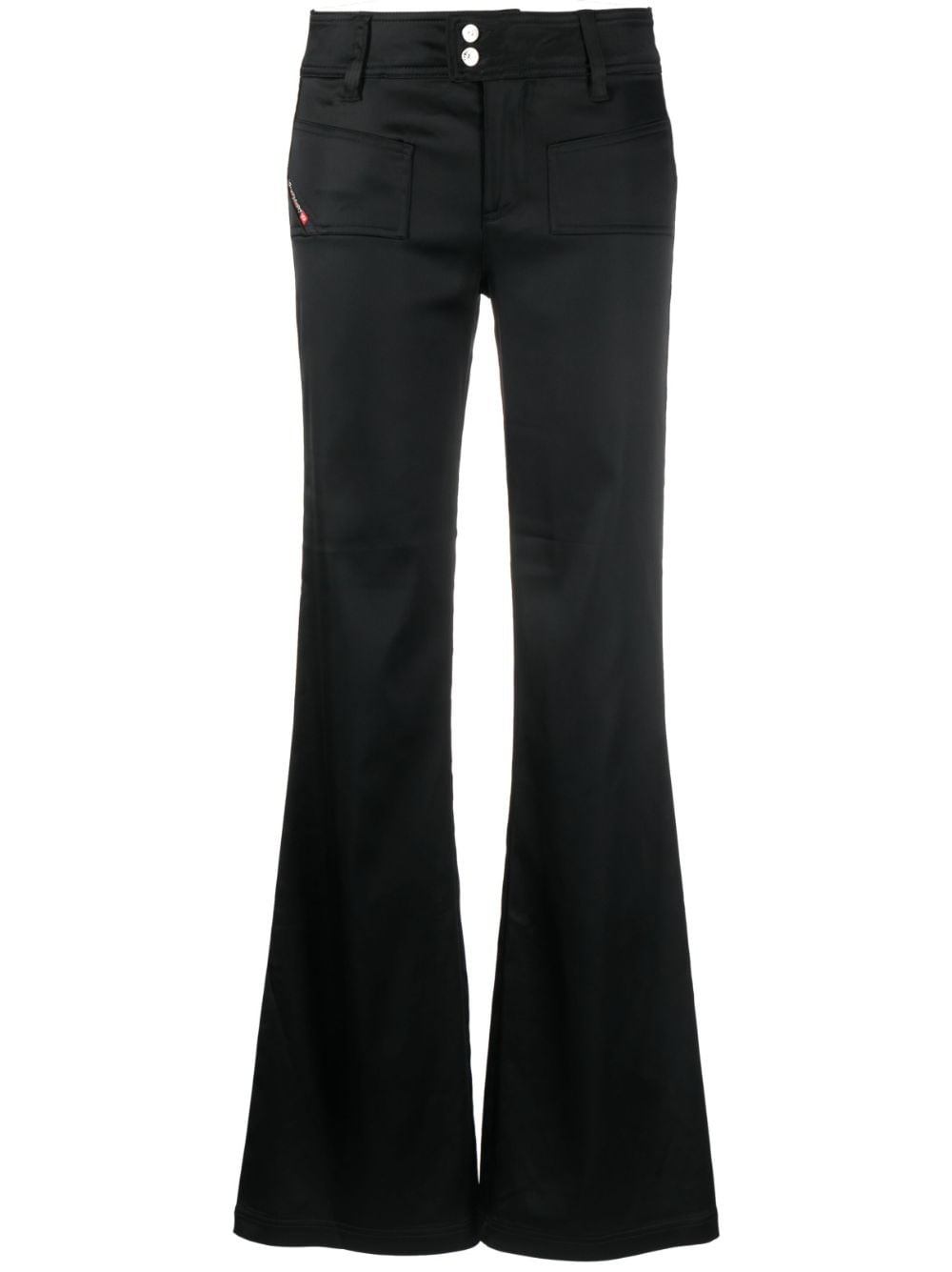 low-rise flared satin trousers - 1