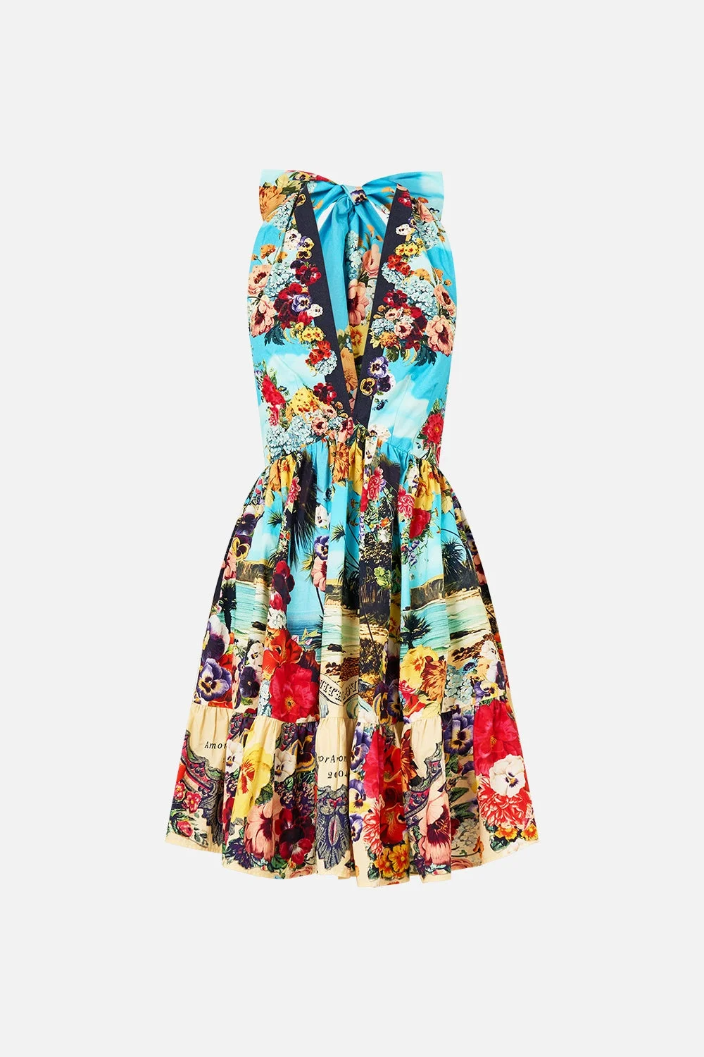 RUFFLE HEM HALTER SHORT DRESS - 1