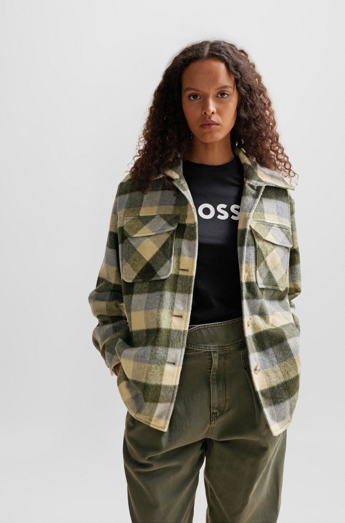 RELAXED-FIT JACKET IN CHECKED FABRIC WITH PATCH POCKETS - 2
