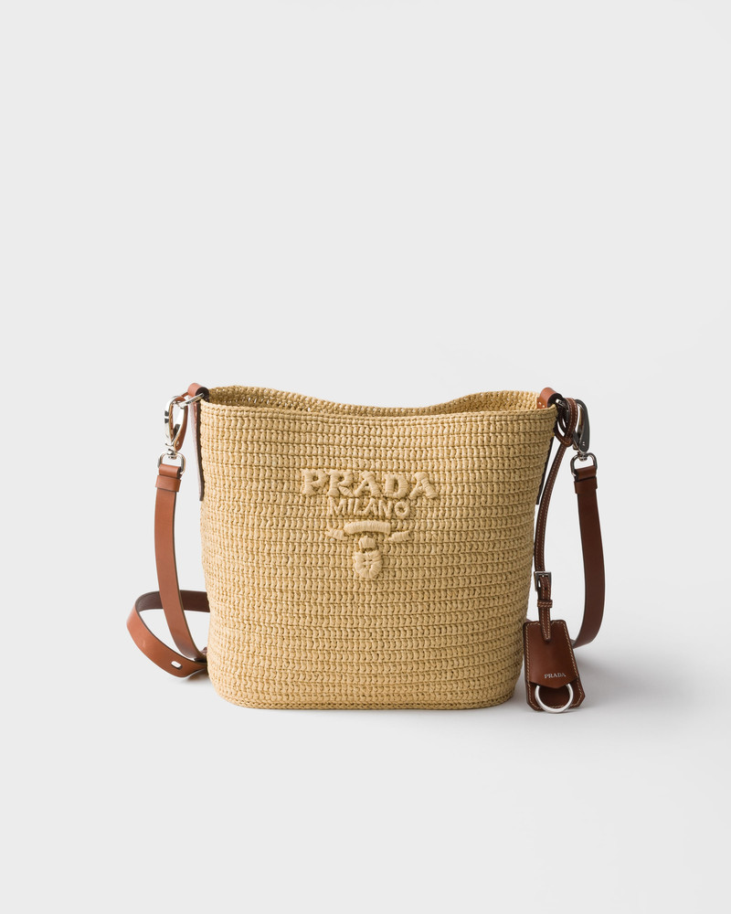 Small crochet and leather bucket bag 1