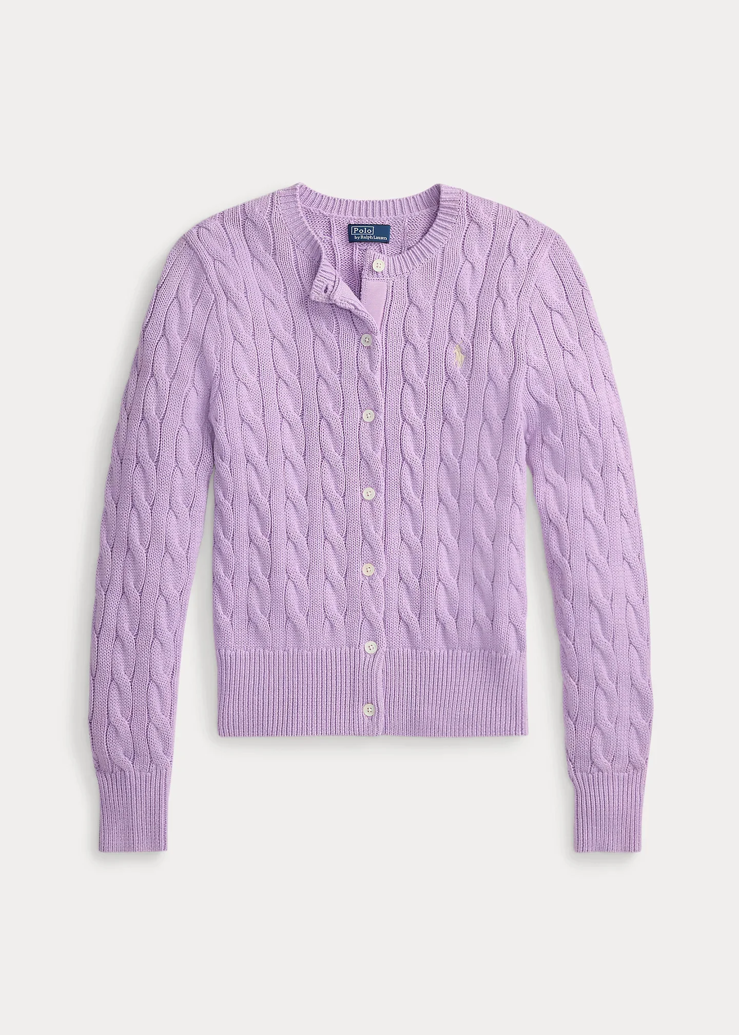 Cable-Knit Cotton Crewneck Cardigan - 1