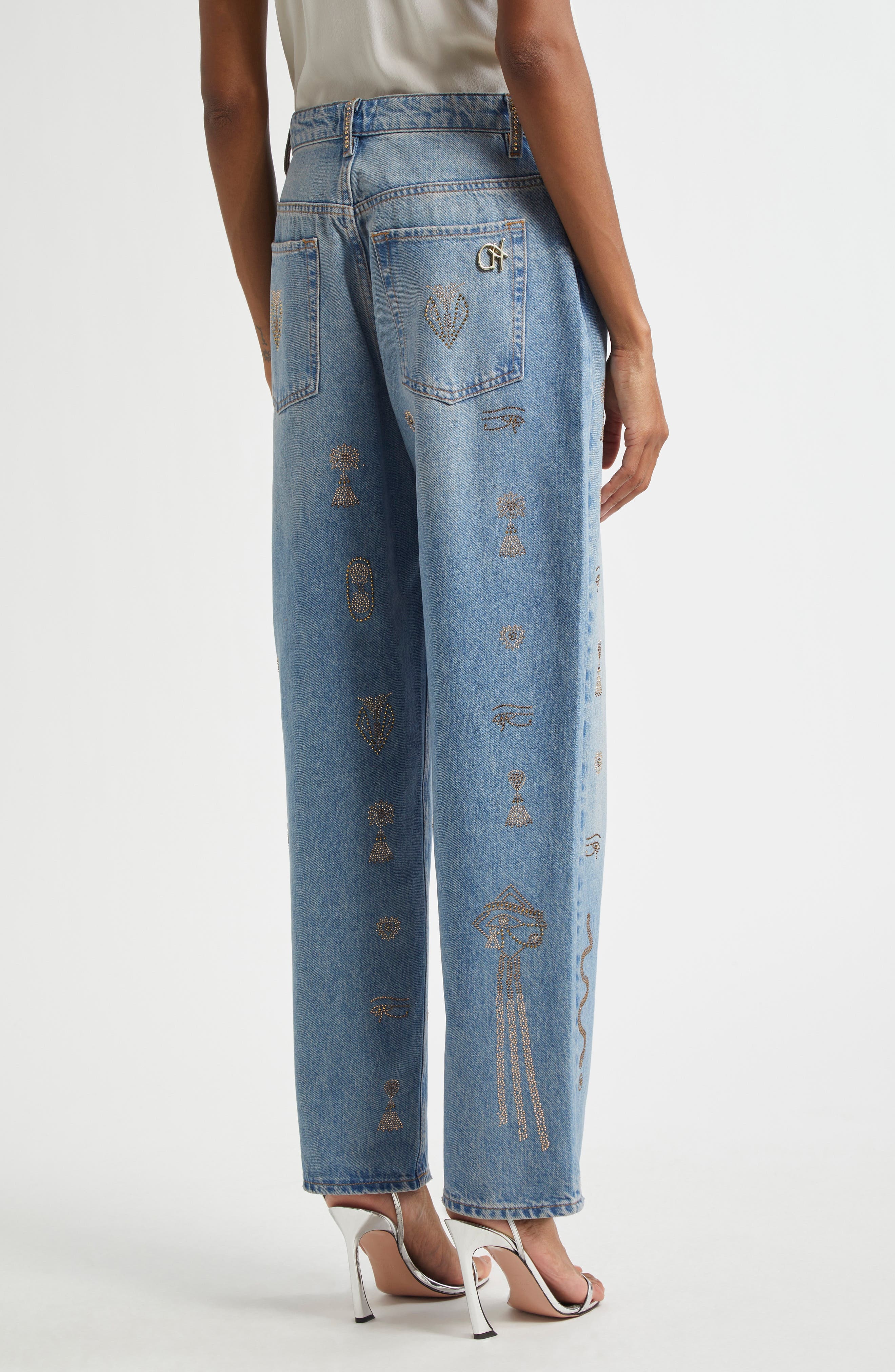 Camilla Crystal Hieroglyph Girlfriend Jeans in Denim at Nordstrom - 2