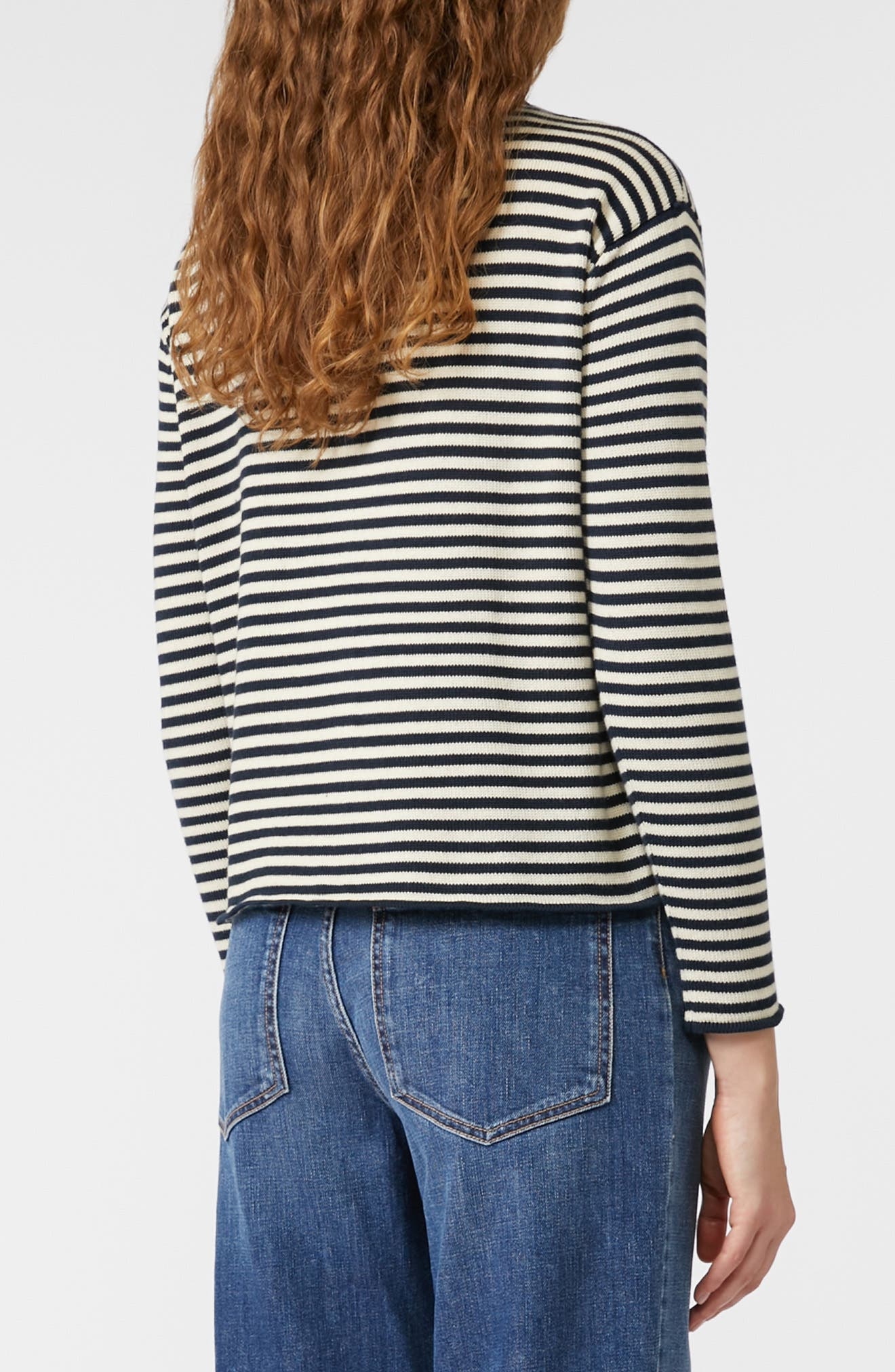 Weekend Max Mara Eritea Stripe Cotton Cardigan in Navy at Nordstrom - 2