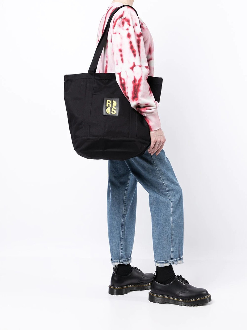 Raf Simons logo-patch cotton tote bag outlook