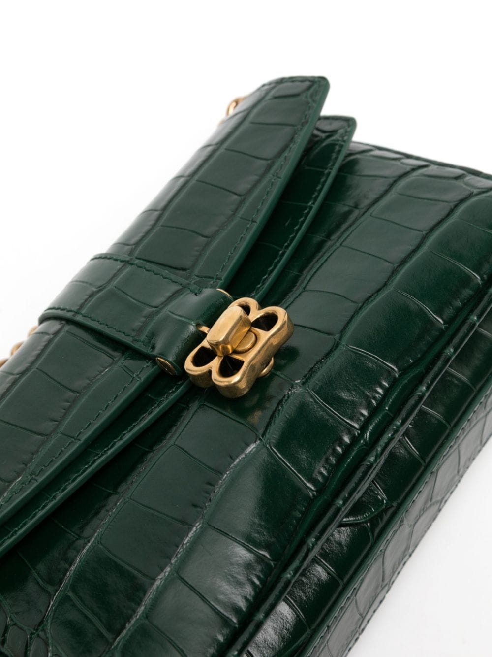crocodile-embossed leather crossbody bag - 4