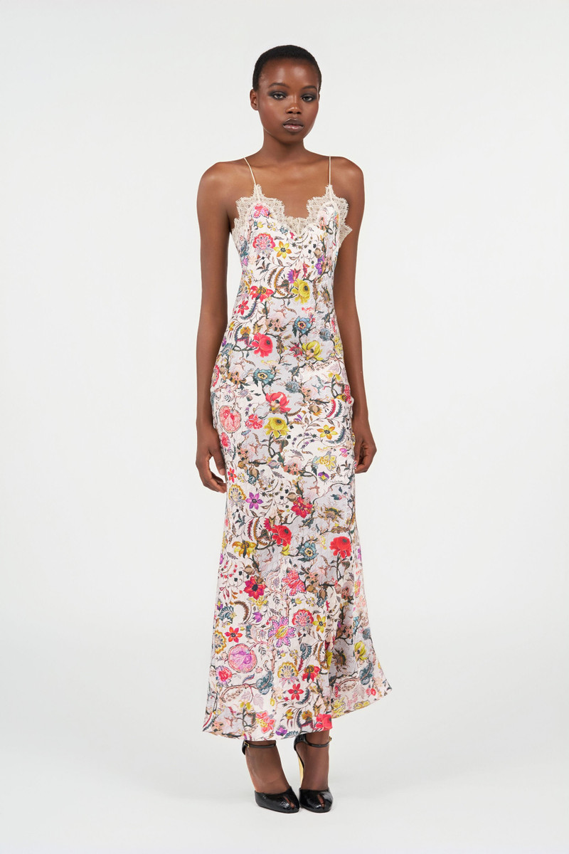 Long Silk Dress with Florentine Flowers Print 3