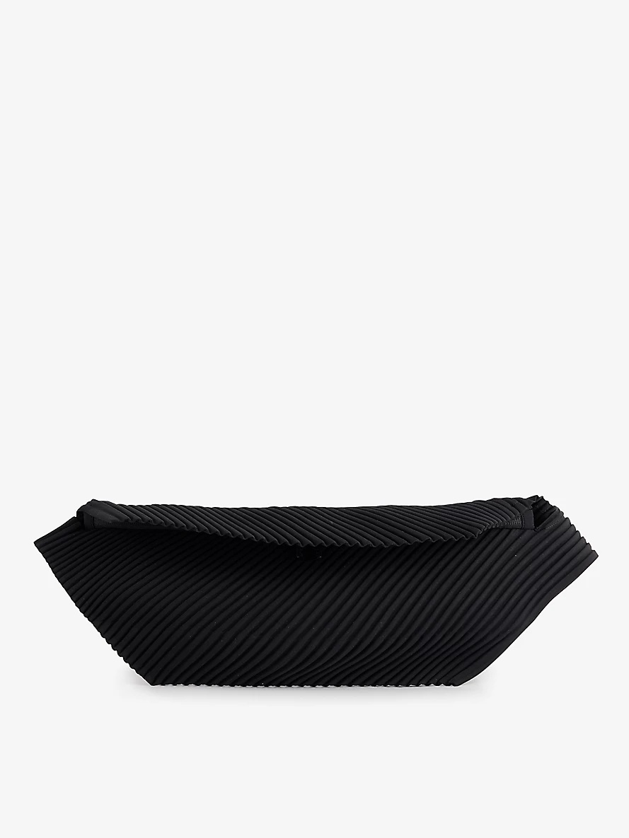 Pleated brand-debossed woven belt bag - 1