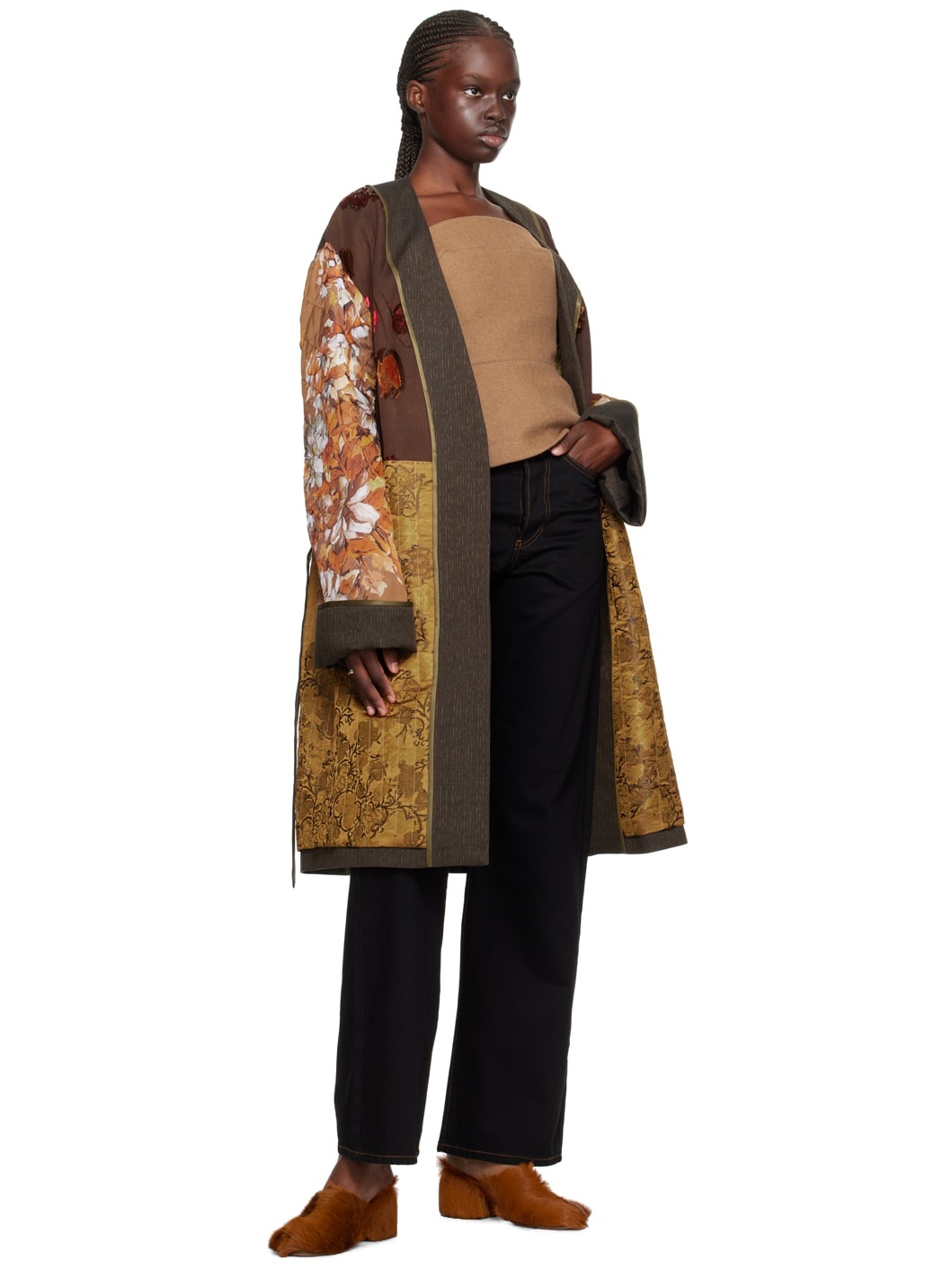 Brown Paneled Coat - 4