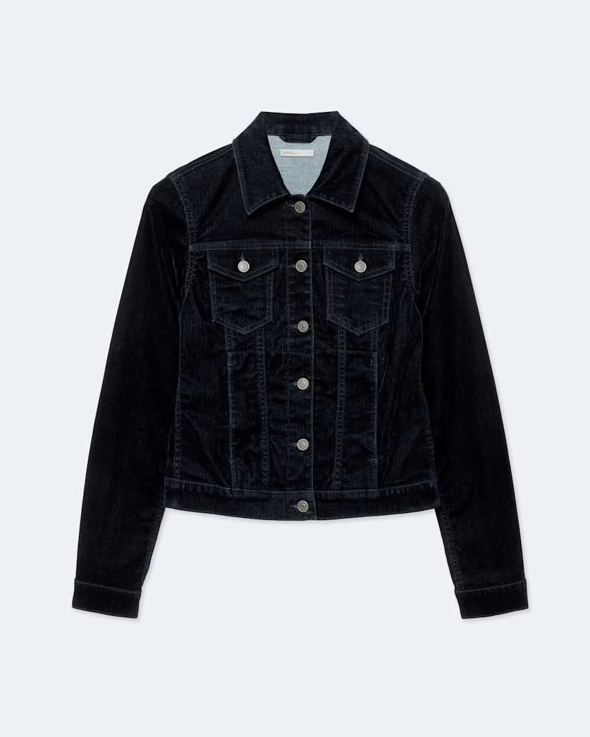 FITTED FLOCKED DENIM TRUCKER JACKET - 1