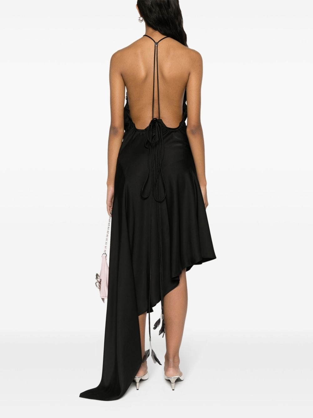 asymmetric satin midi dress - 2