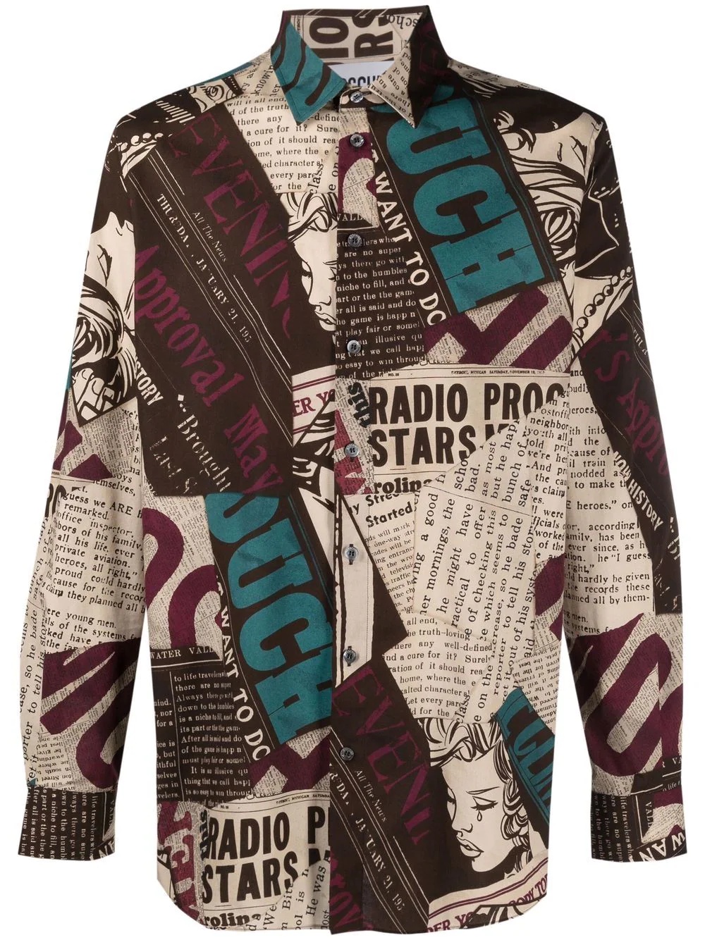 newspaper print long-sleeve shirt - 1