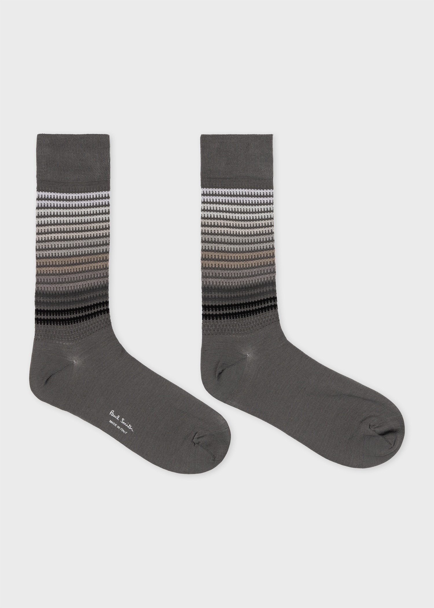 Grey Embroidered Stripe Socks - 2