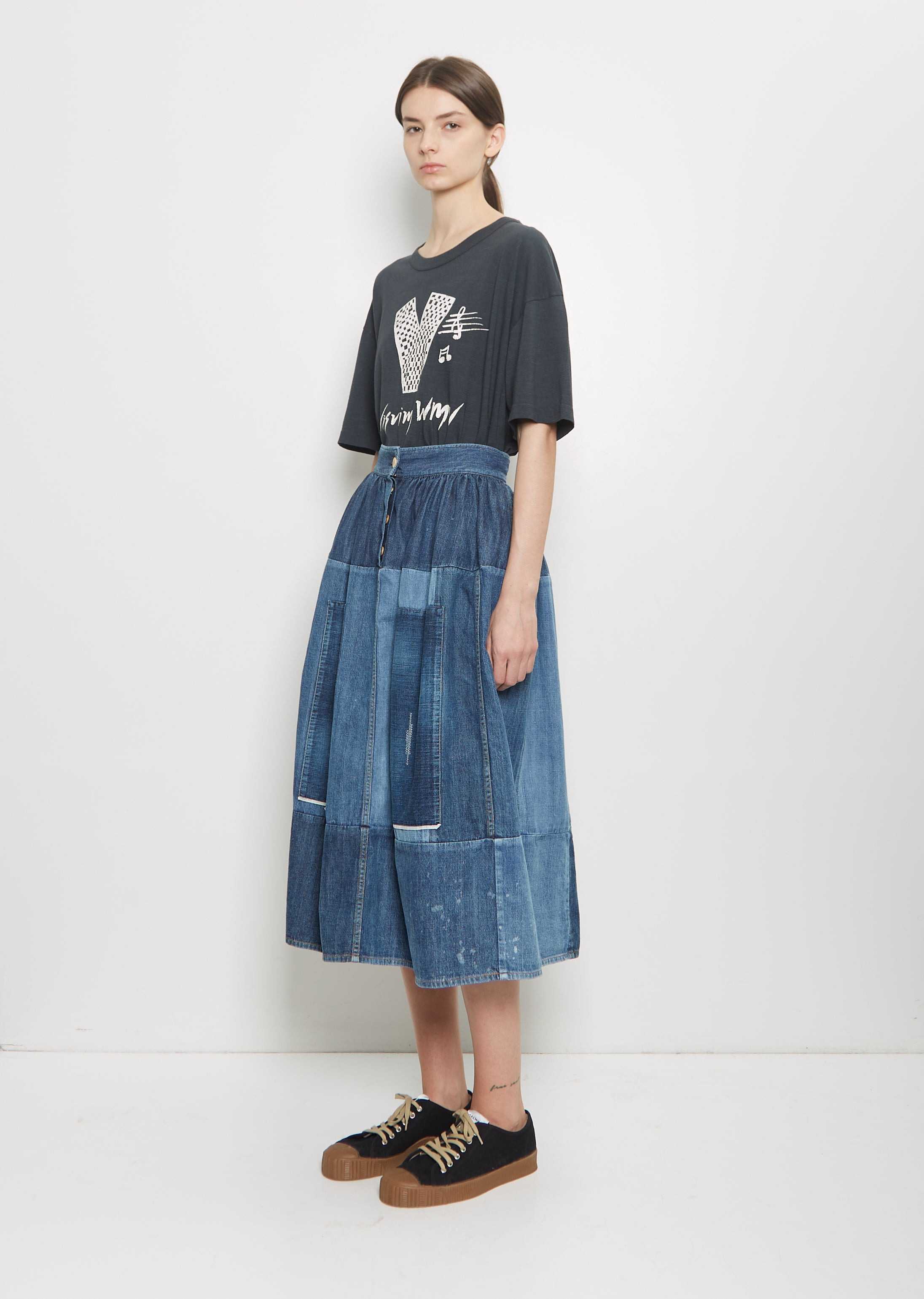 Denim Elevation Patchwork Skirt - 4