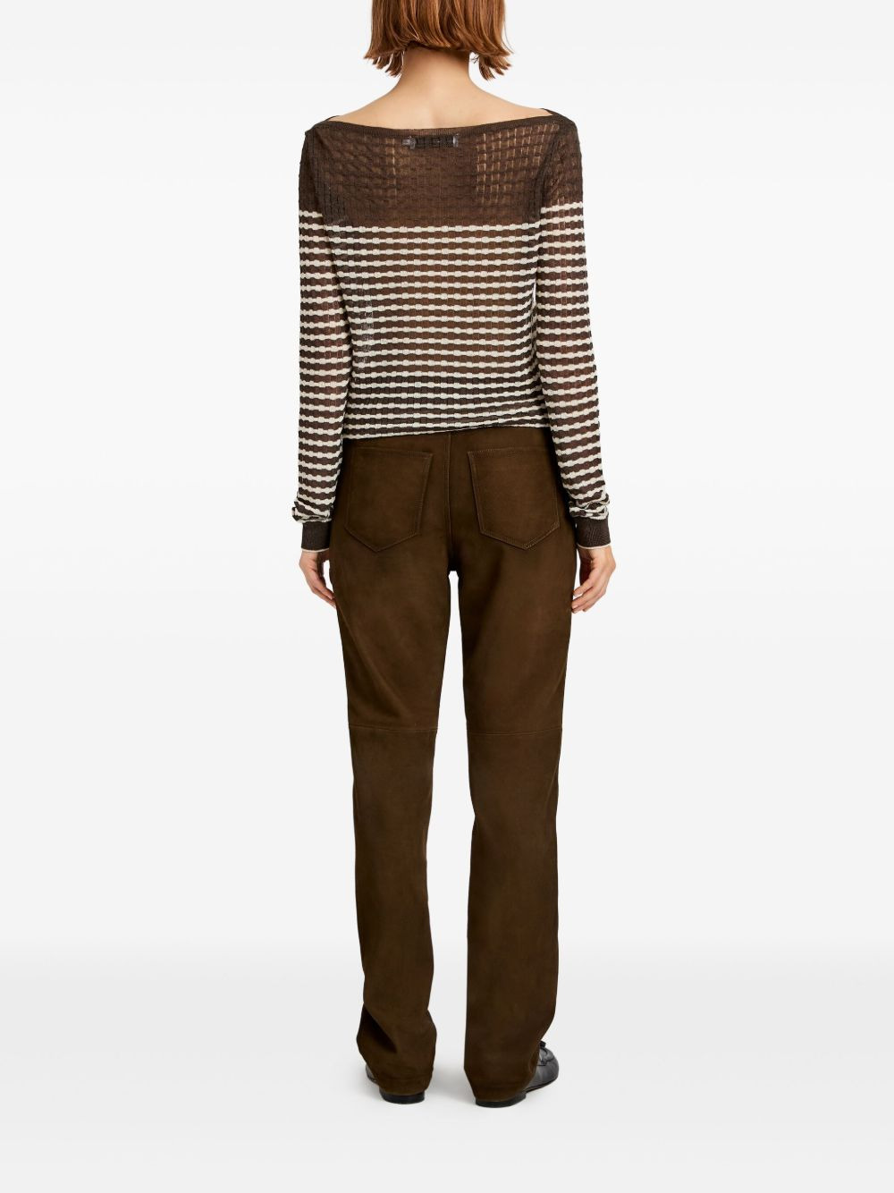 suede straight-leg trousers - 4