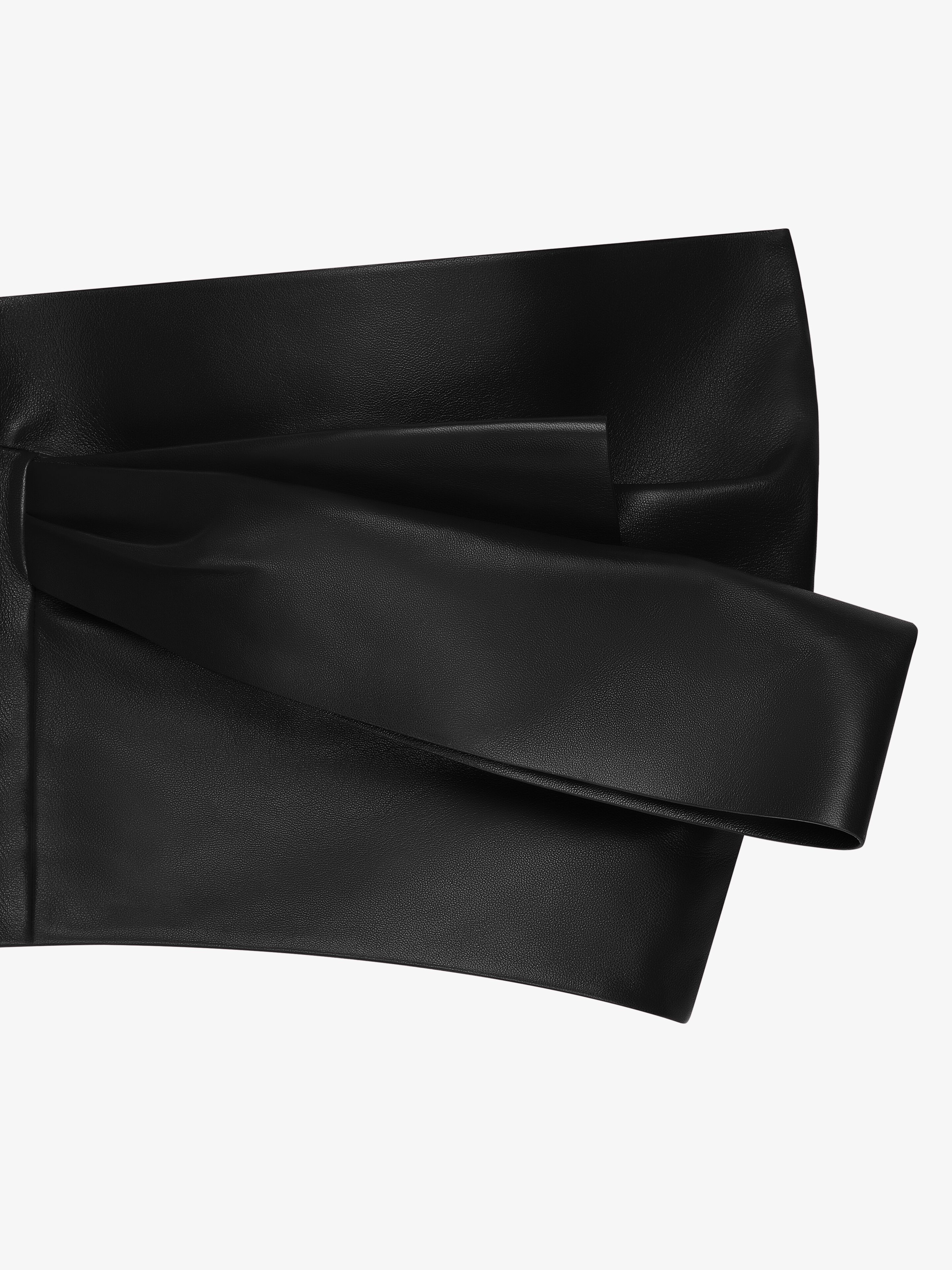 CROPPED BUSTIER TOP IN LEATHER WITH DRAPED DETAIL - 2