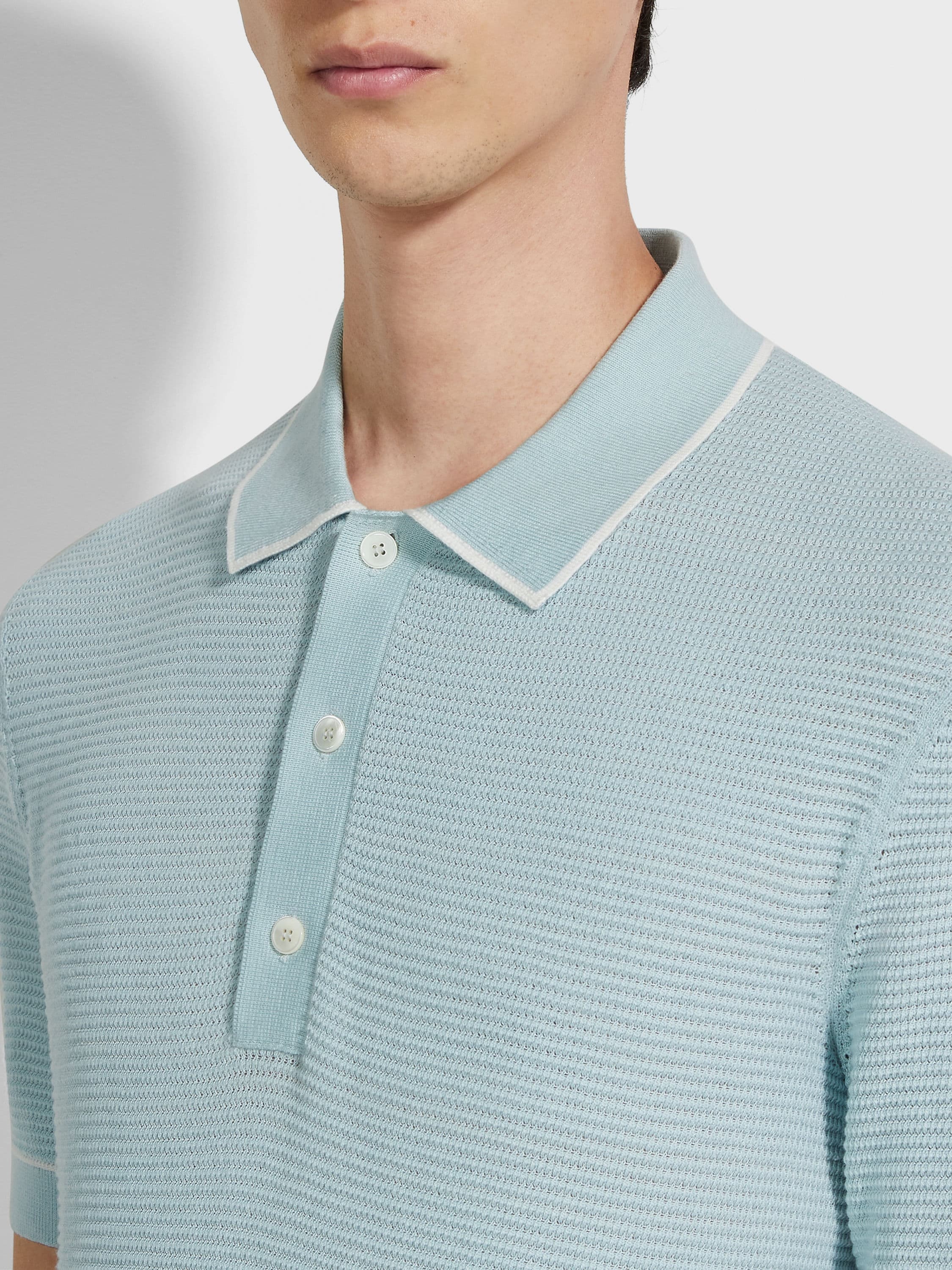 LIGHT BLUE PREMIUM COTTON POLO SHIRT - 2