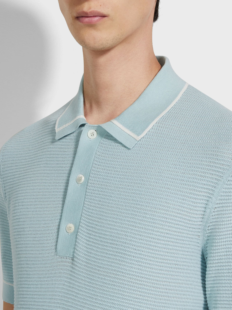ZEGNA LIGHT BLUE PREMIUM COTTON POLO SHIRT outlook