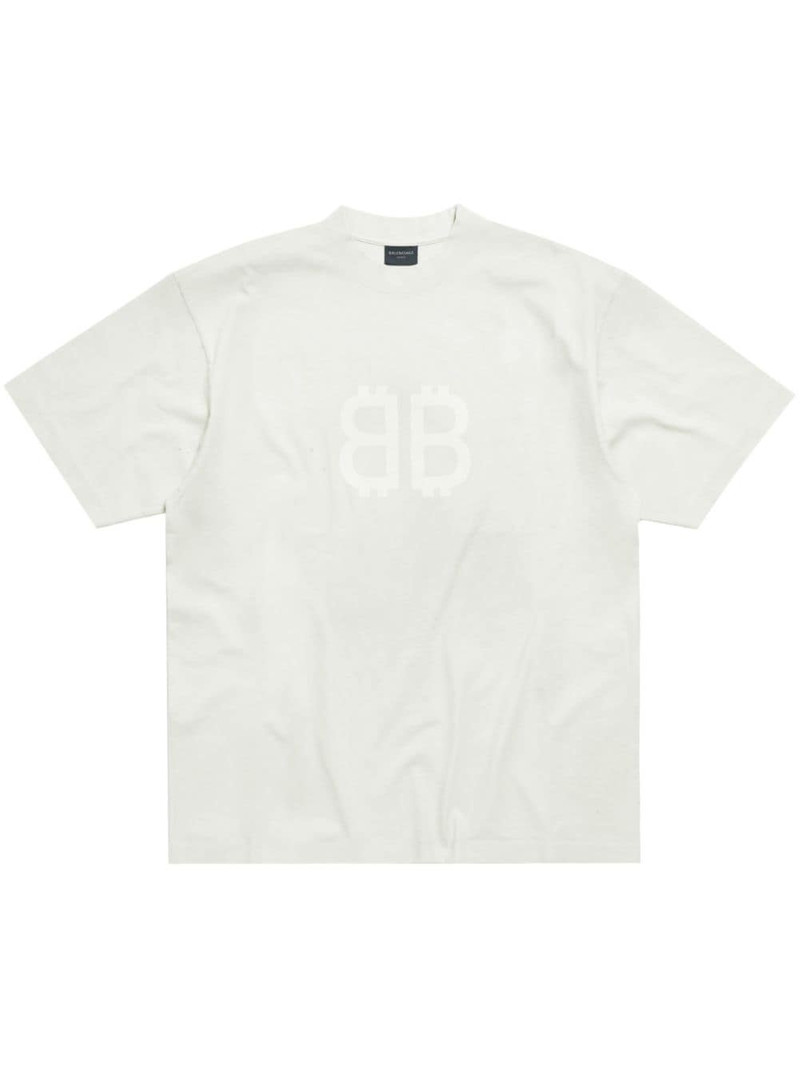 로고 인쇄 면 T 셔츠 - 1