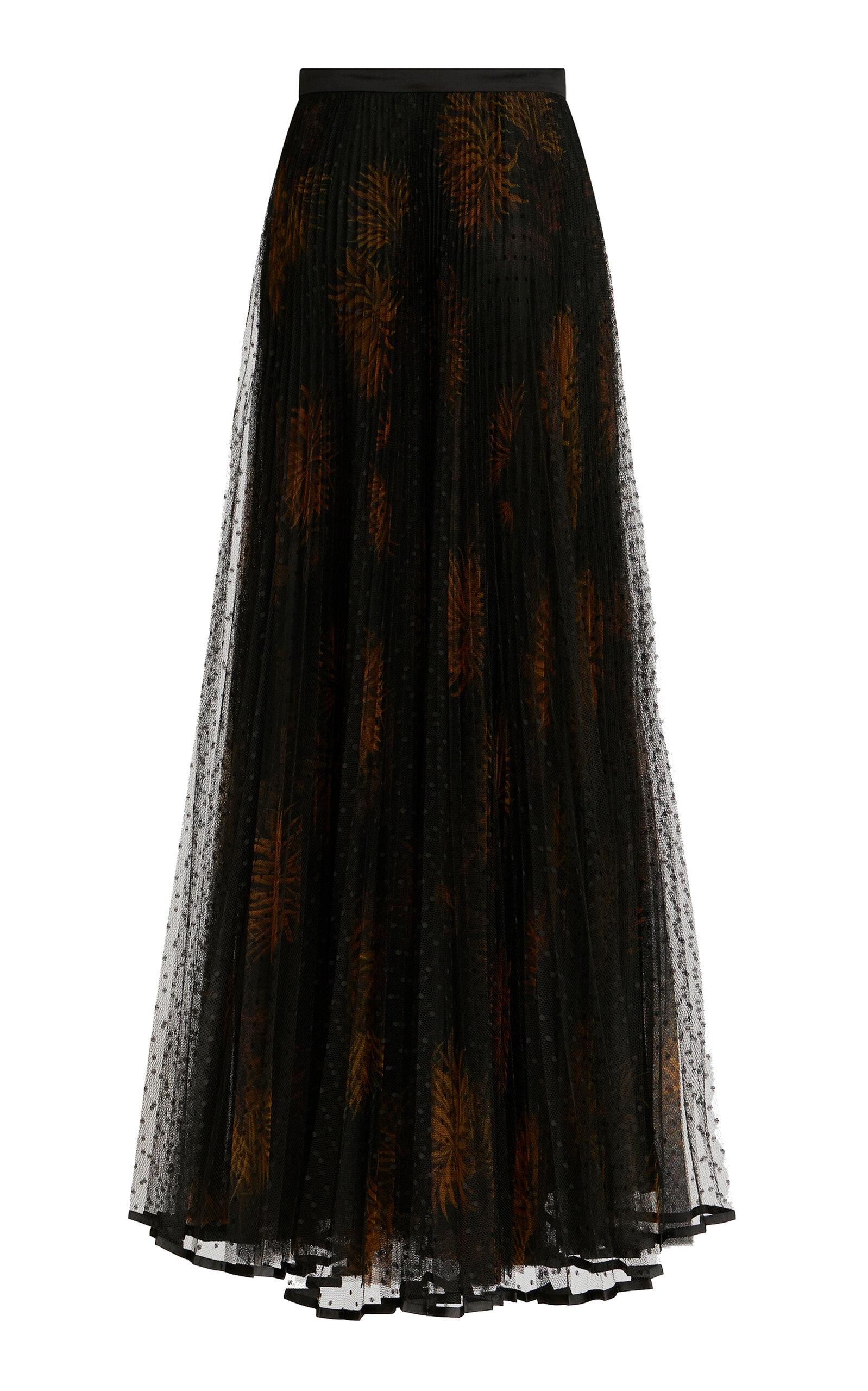 Pleated Chiffon Maxi Skirt black - 1