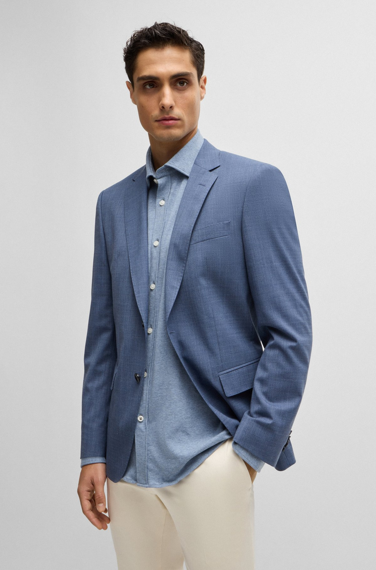 SLIM-FIT SHIRT IN STRETCH-COTTON JERSEY - 6