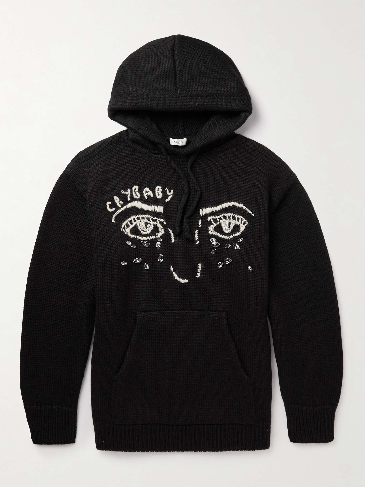 Embroidered Embellished Wool and Alpaca-Blend Hoodie - 1