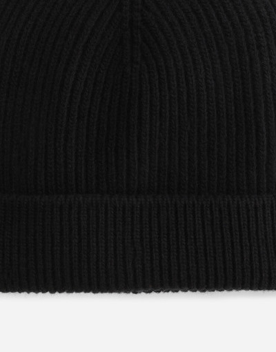 Dolce & Gabbana Knit wool hat with leather logo outlook