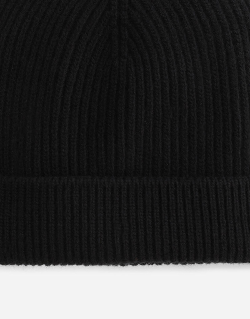 Dolce & Gabbana Knit wool hat with leather logo outlook
