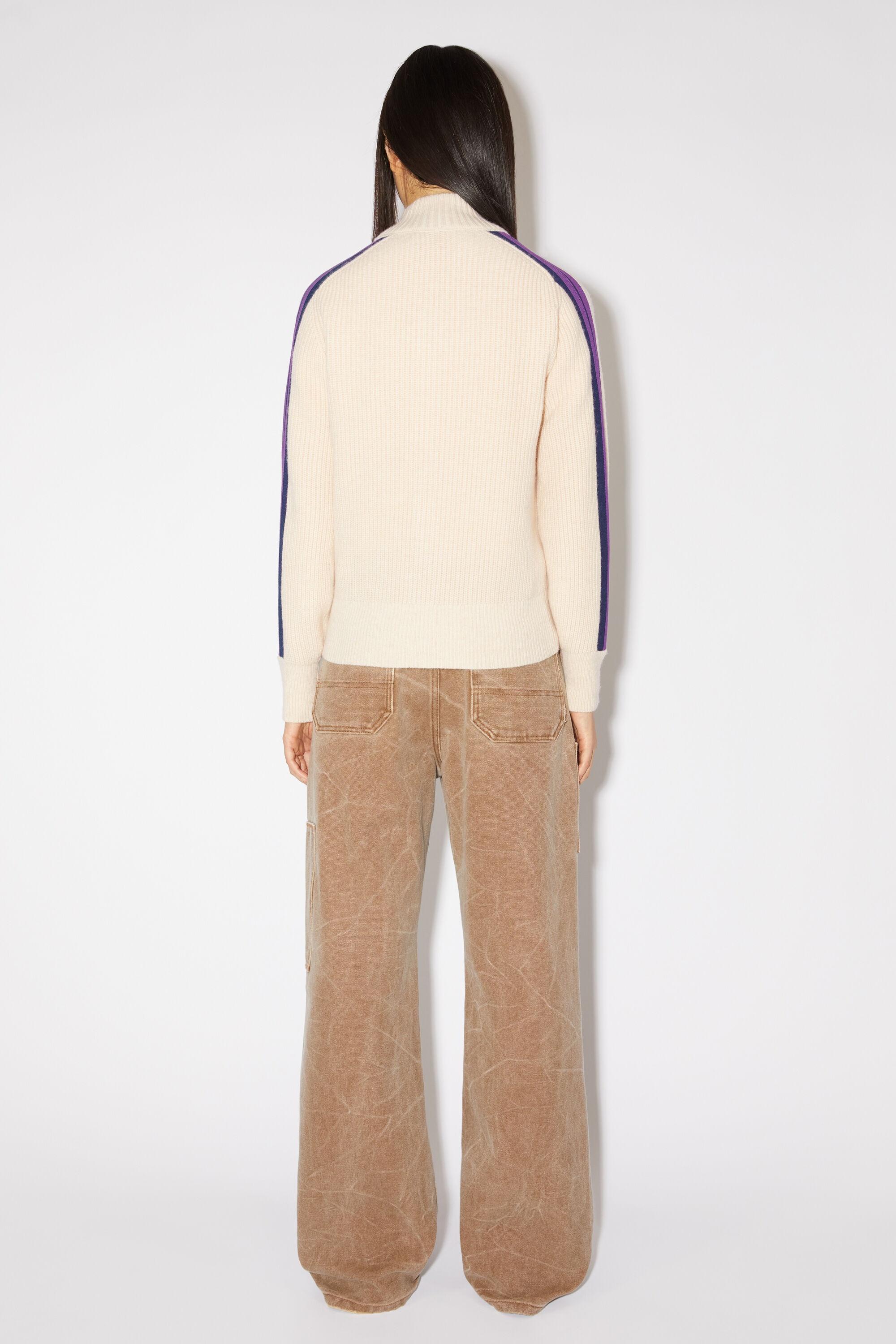 Crew neck cardigan - Oatmeal melange - 3