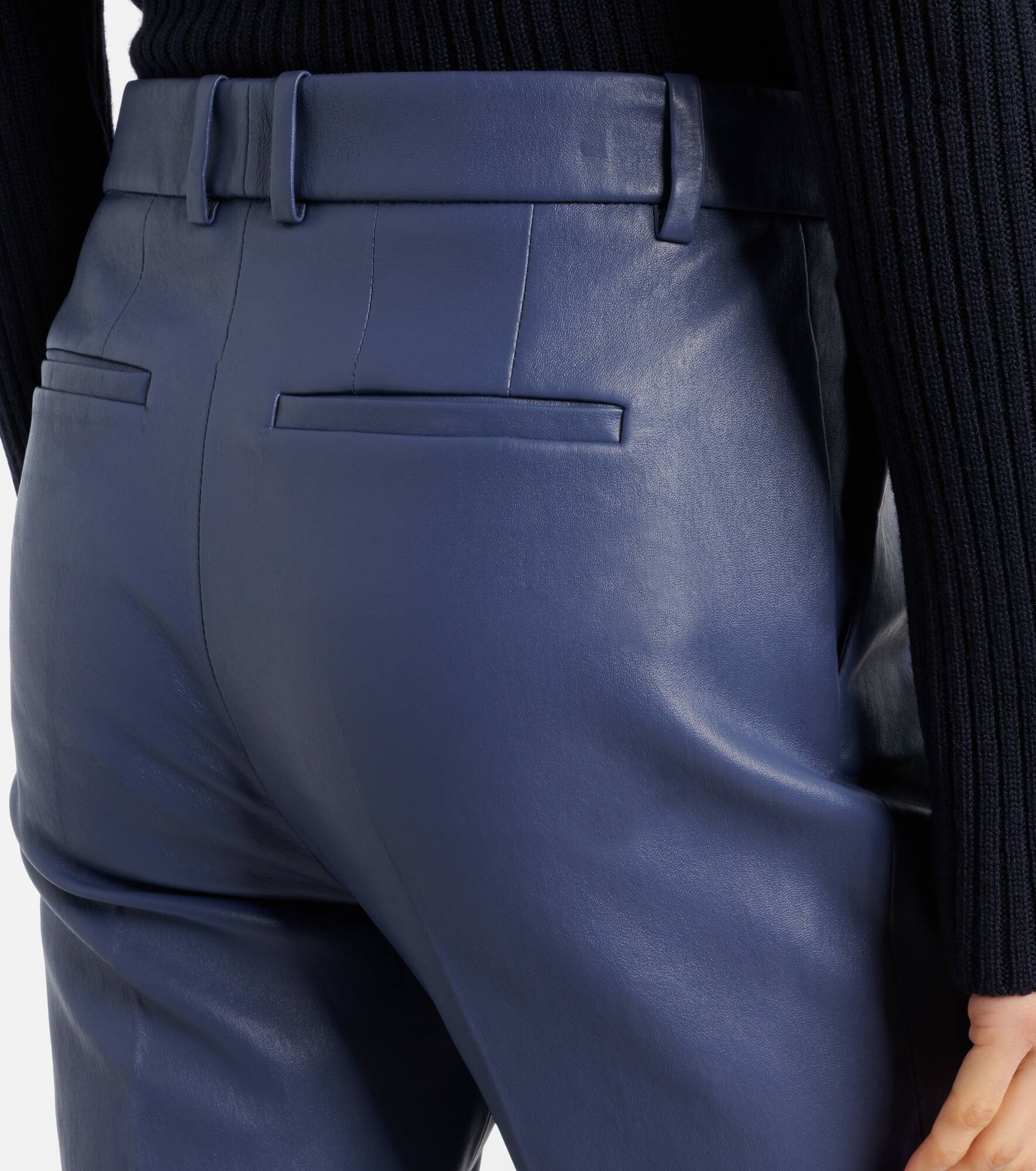 Coleman mid-rise leather straight pants - 6