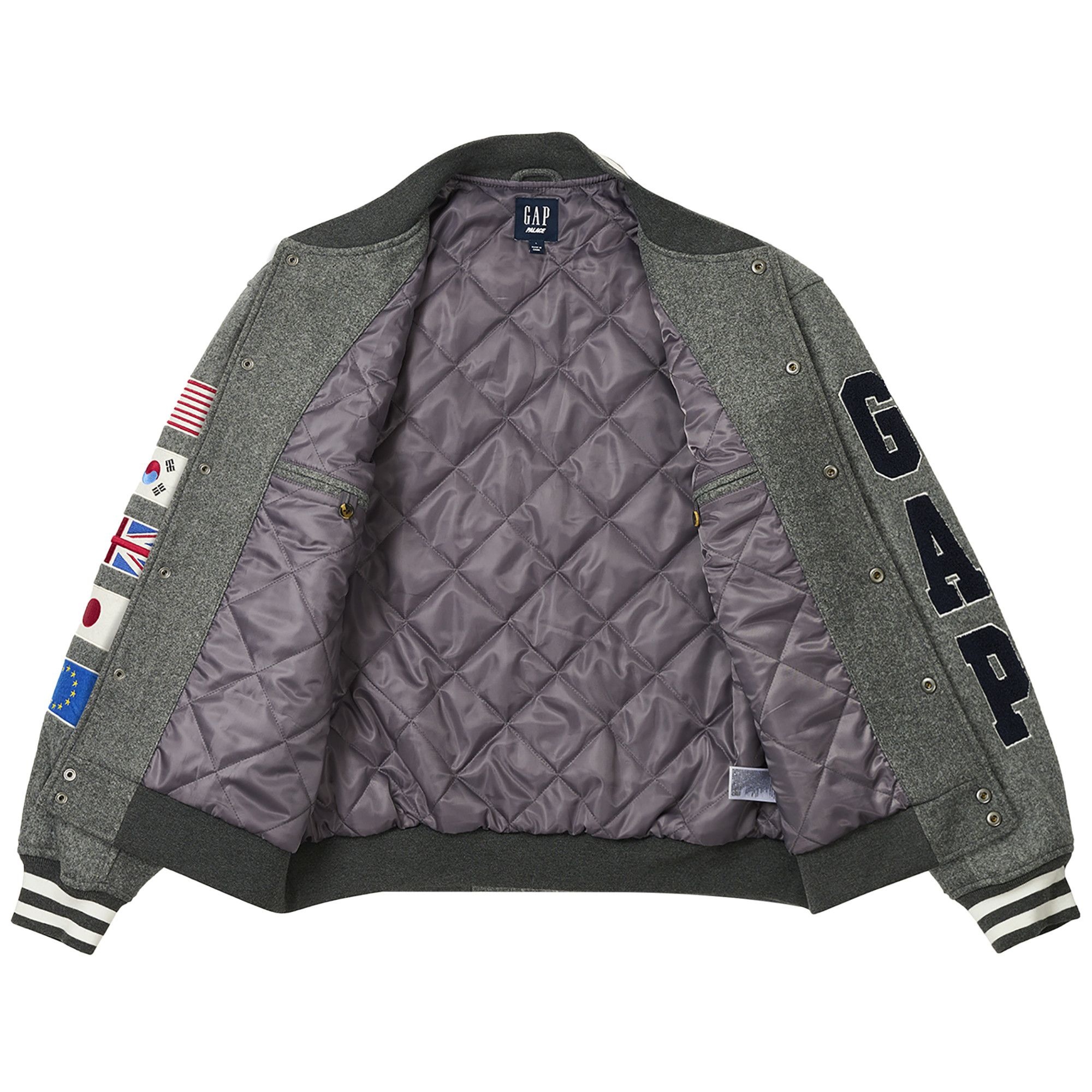 Palace x Gap Varsity Jacket 'Grey' - 2
