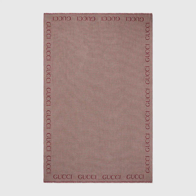 GUCCI Check wool stole with Gucci script outlook