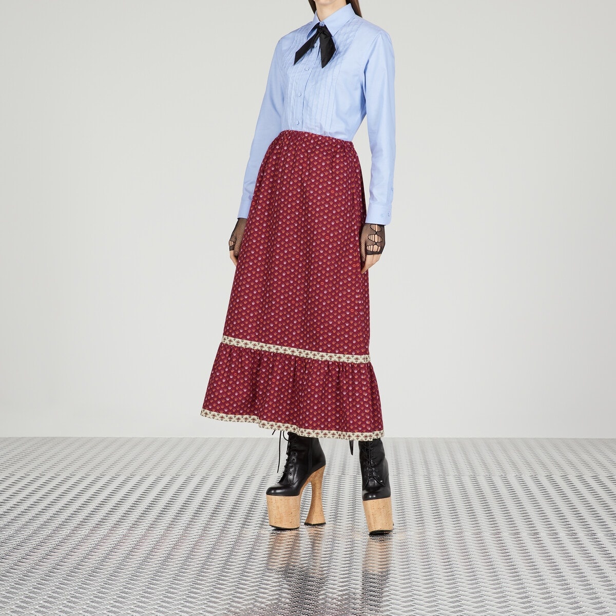 Flower print cotton skirt - 6