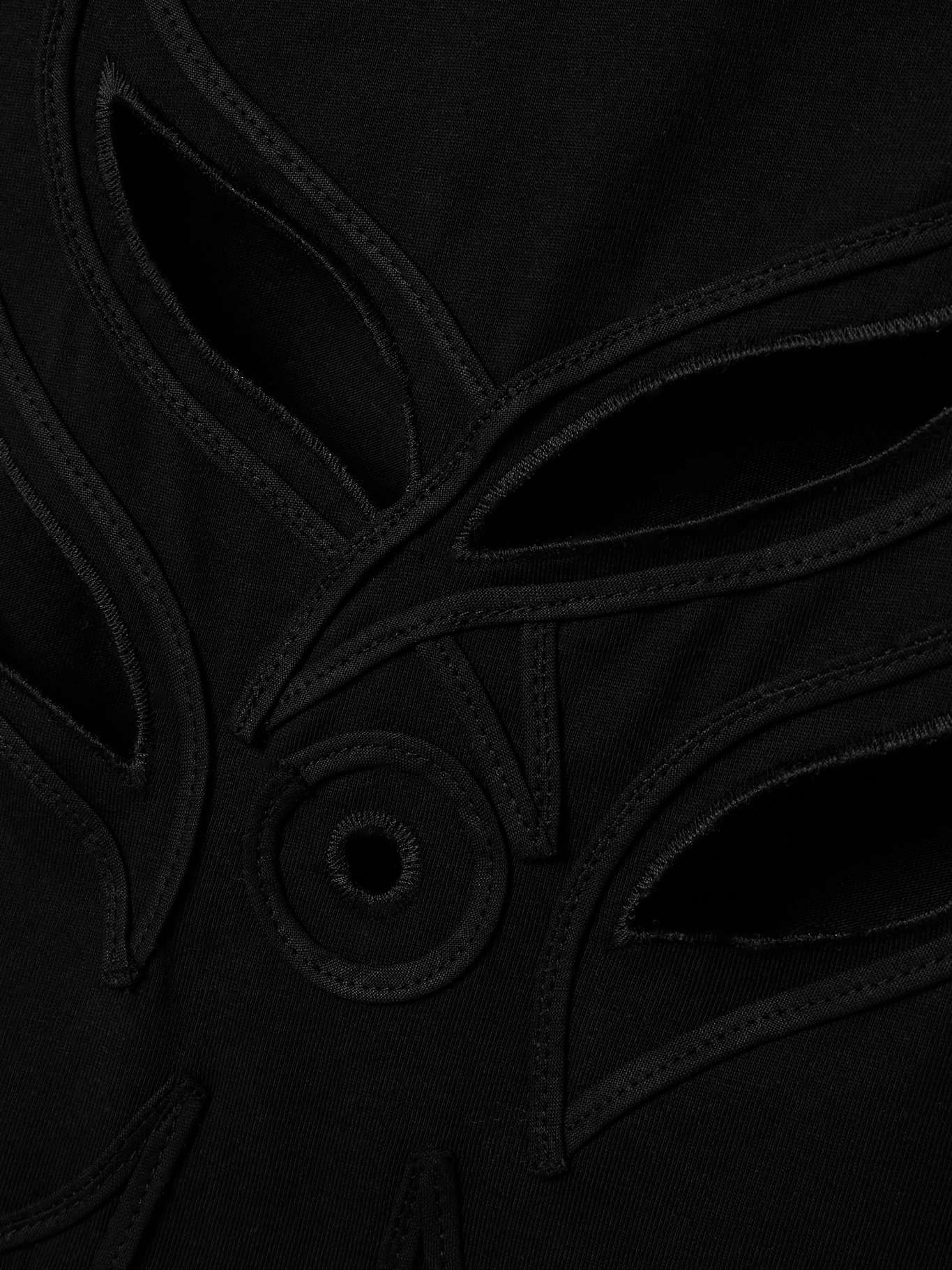 Schiffli cutout appliquéd embroidered cotton-jersey midi skirt Black - 4