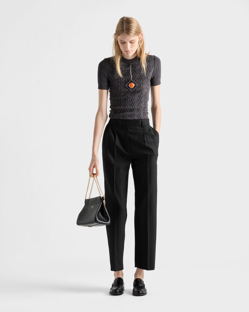 Prada Short-sleeved wool sweater with pendant outlook