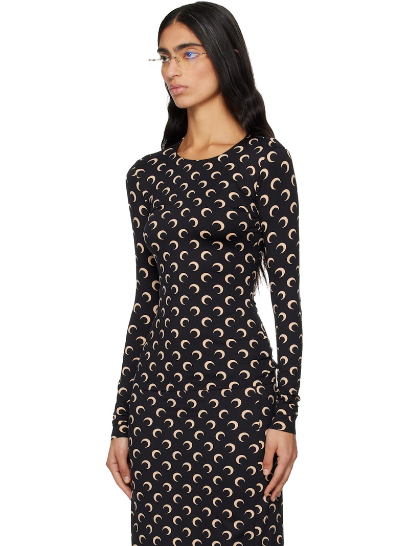 Marine Serre Black Recycled Moon Jersey Second Skin T-shirt outlook