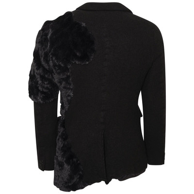 Comme des Garçons Homme Plus Faux-Fur Panelled Wool Blazer in Black outlook
