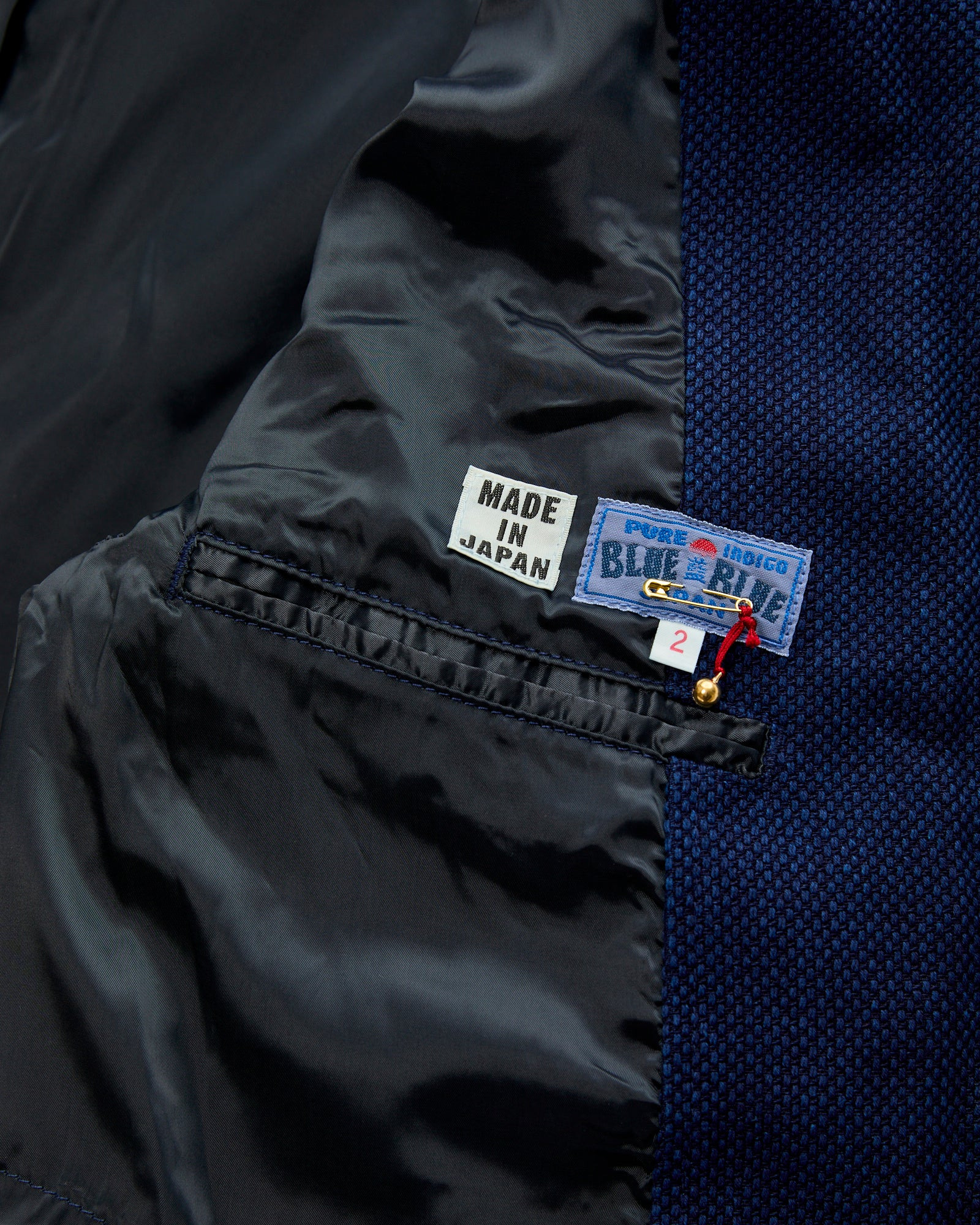 Double Cloth Sashiko Tailored Jacket in Pure Indigo - 5