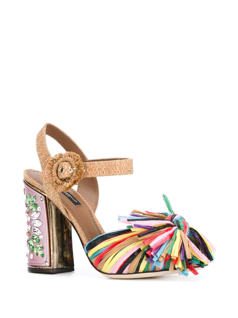 Dolce & Gabbana fringed embellished sandals outlook