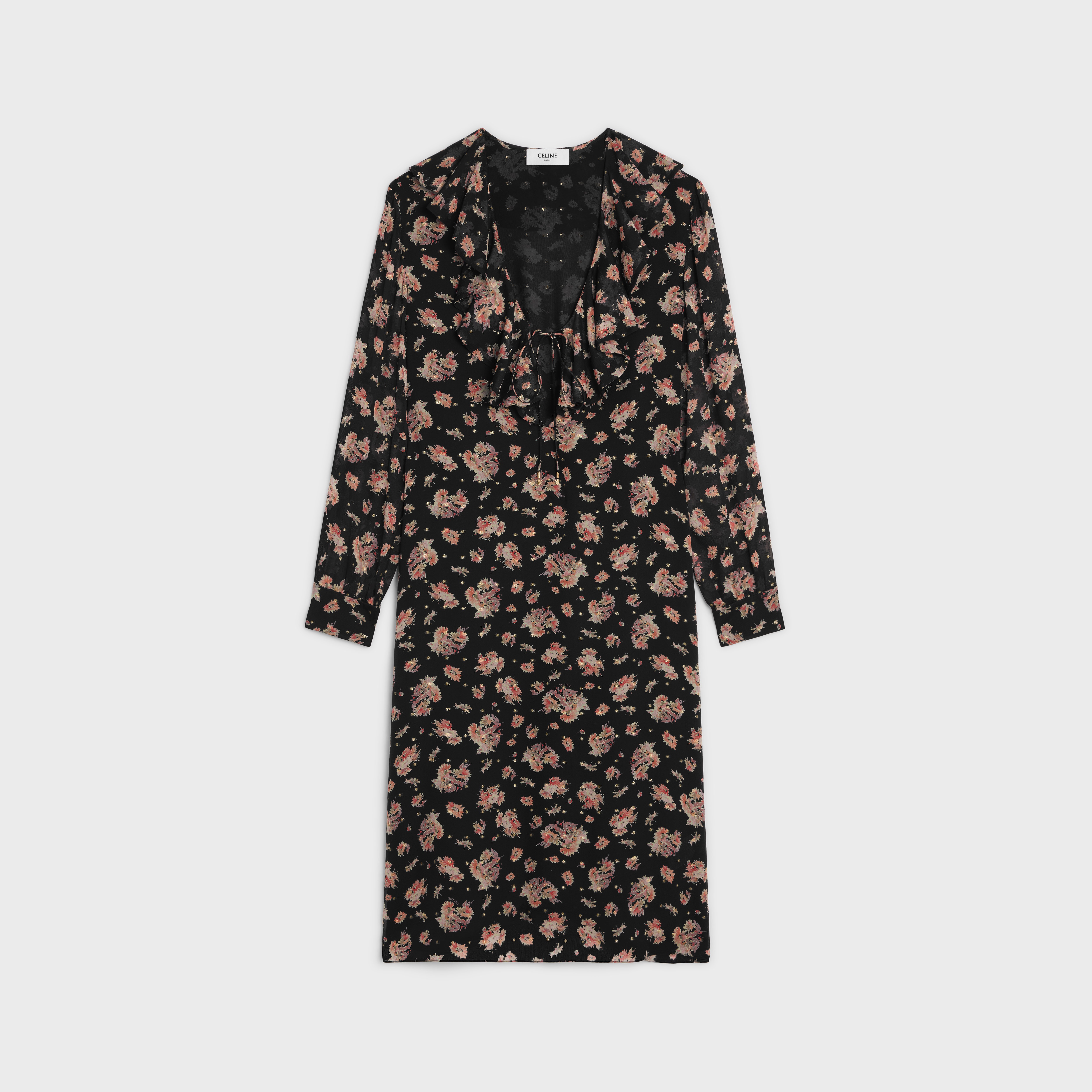 jabot dress in silk georgette - 1