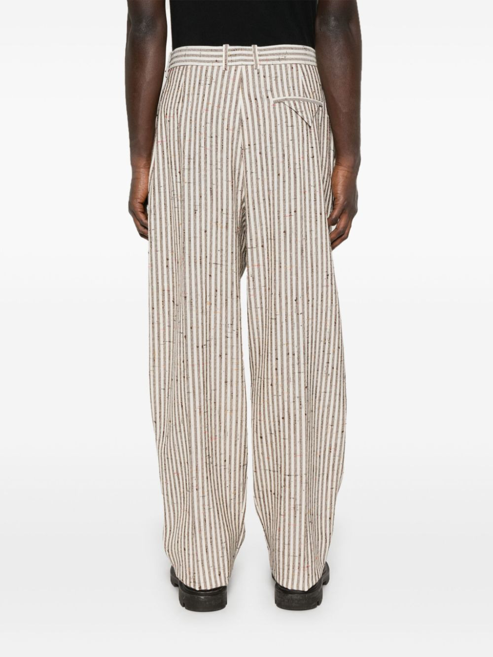 Bottega Veneta Men Knotted Viscose Silk Stripe Pants - 3