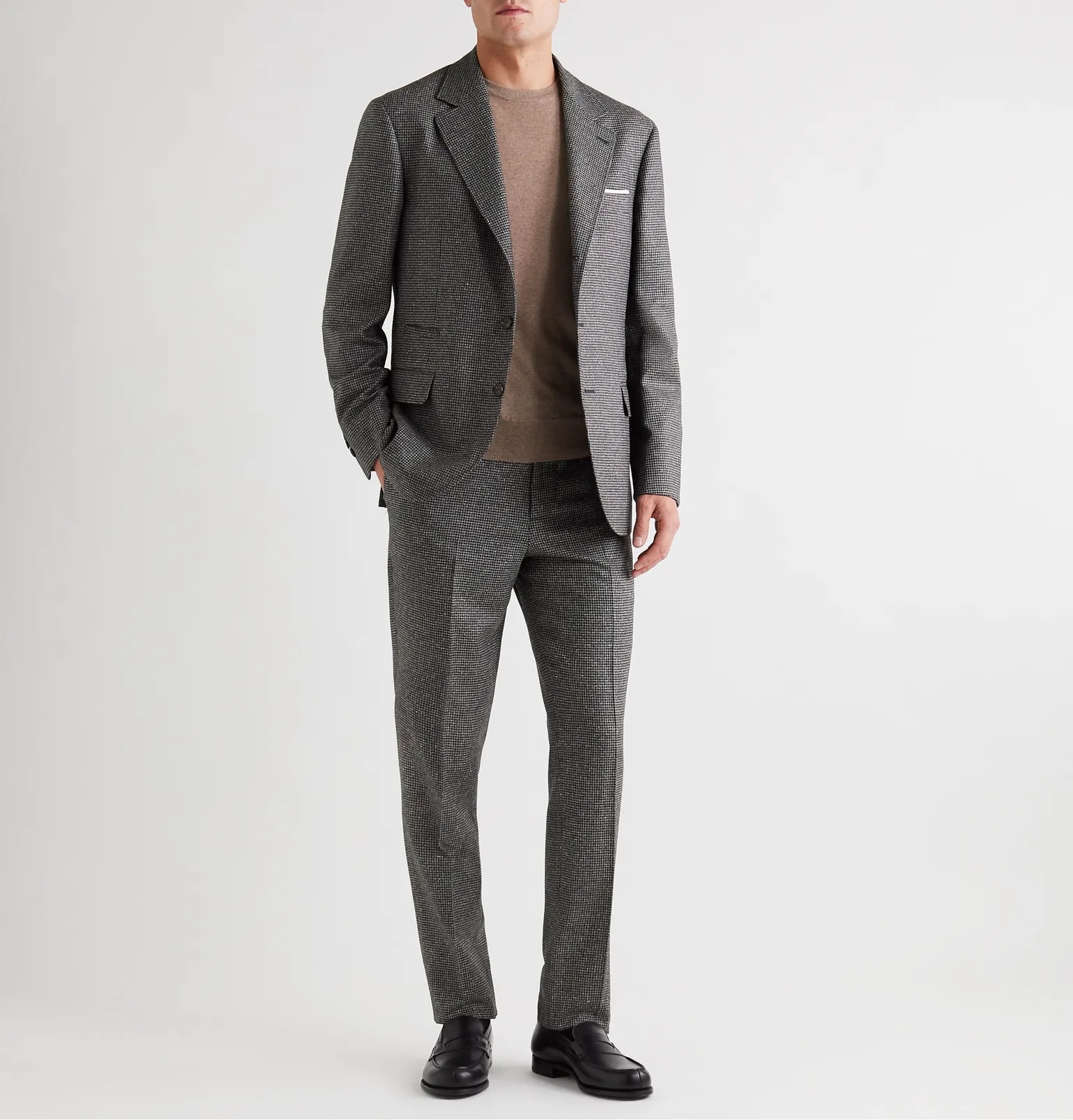 Slim-Fit Houndstooth Wool and Silk-Blend Suit Trousers - 2