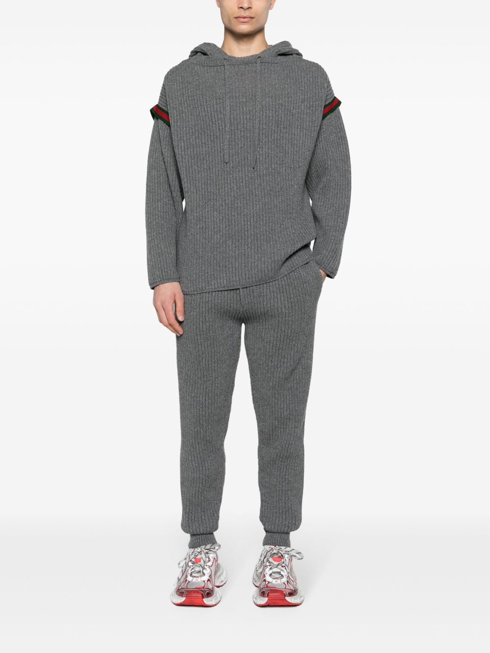 cashmere ribbed-knit hoodie - 2